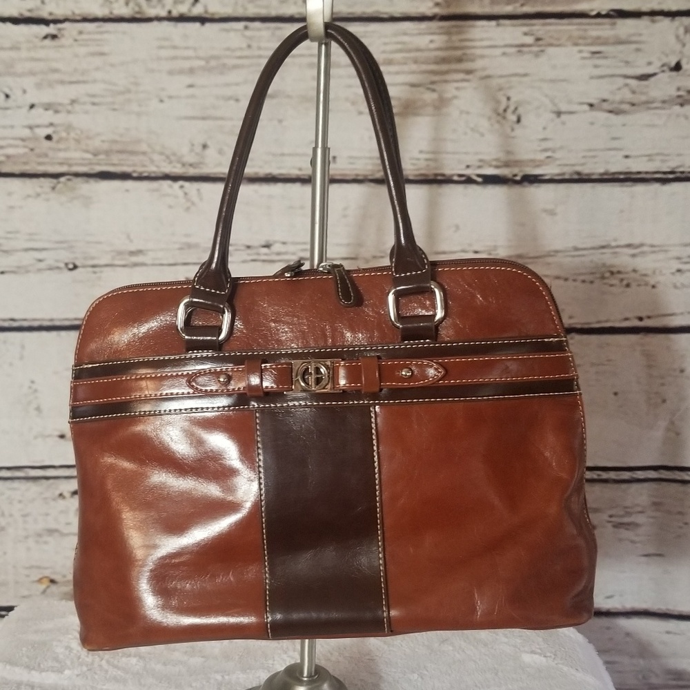 Giani Bernini Cognac Glazed Leather Satche…
